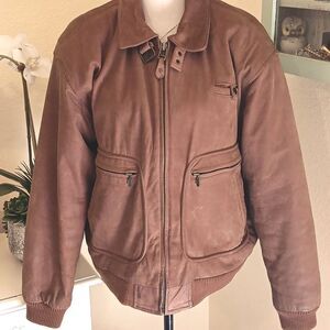 Vintage Mixed Blues Bomber Style Leather Jacket. Vintage. Y2K. Outdoor.